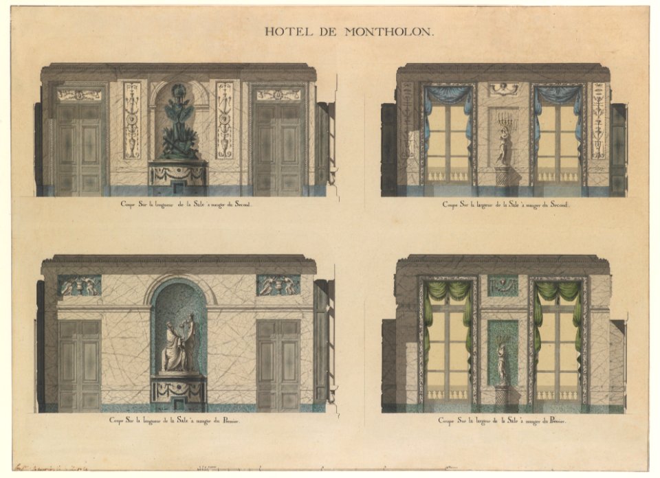 Longitudinal and Cross Sections of the Dining Rooms of the Hôtel de Montholon MET DP230570