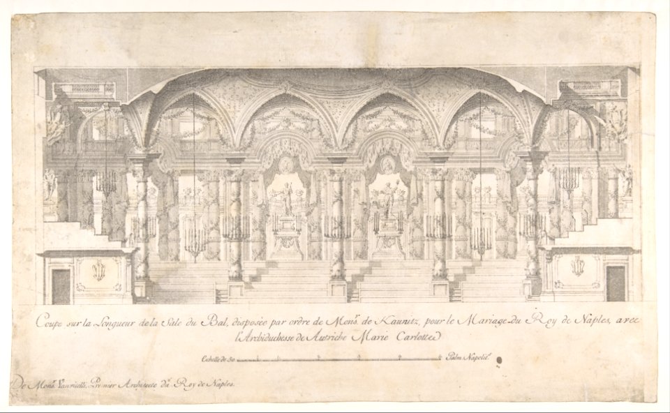 Longitudinal Section of a Ballroom Decorated for the Marriage of the King of Naples to the Archduchess of Austria MET DP801606