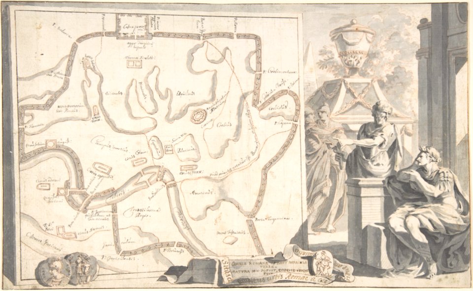 Map of Ancient Rome Illustrating Major Monuments and the Seven Hills MET DP800332