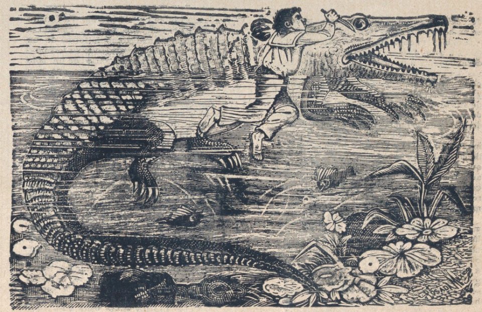 Man and beast art, An uncut sheet printed on both sides with pages from 'Perucho el Valeroso' and 'Perlina la encantadora' MET DP873193 (cropped)