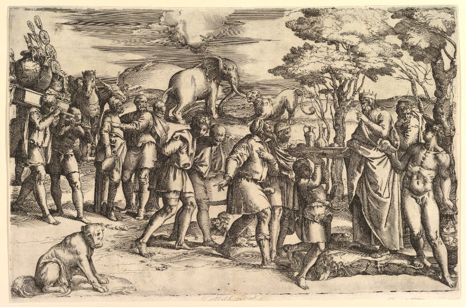 Melchizadek Offering Bread and Wine to Abraham MET DP822205