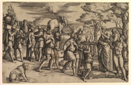 Melchizadek Offering Bread and Wine to Abraham MET DP819530