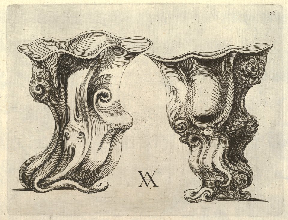 Artificial models of various silver vases and other capricious works (...) Part one (Plate 16), Theodoor van Kessel, [1646–52]