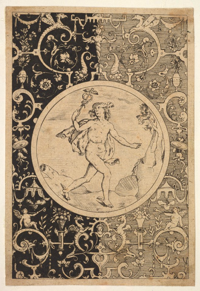 Mercury in a Decorative Frame with Grotesques MET DP826396