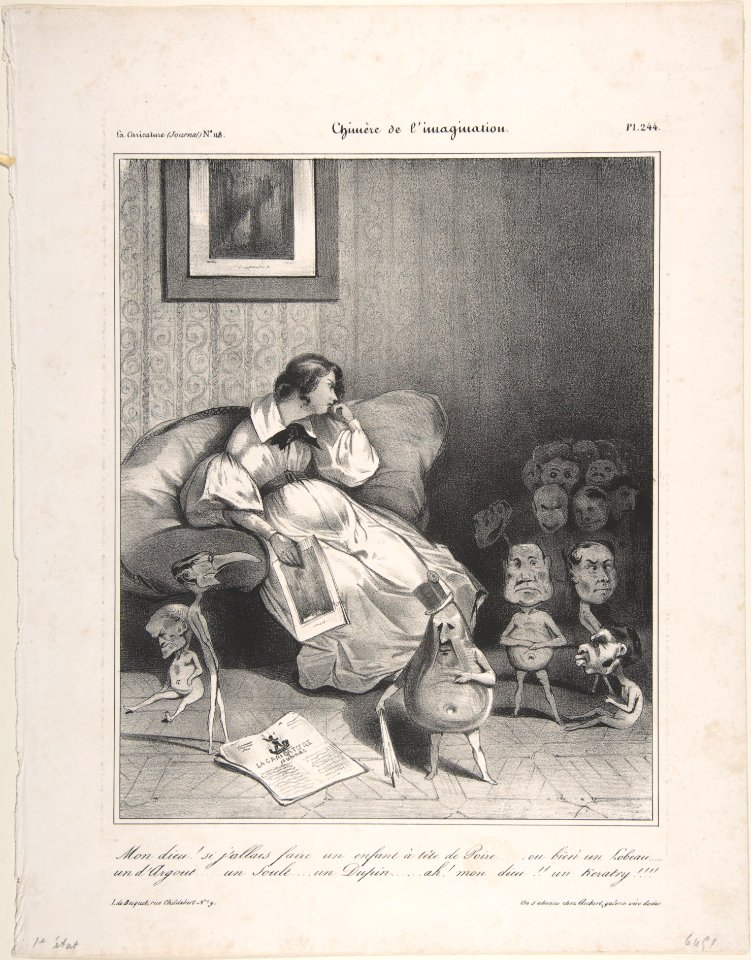 Mon dieu! Si j'allais faire un enfant à tête de Poire, published in La Caricature no.118, February 7, 1833 MET DP808881