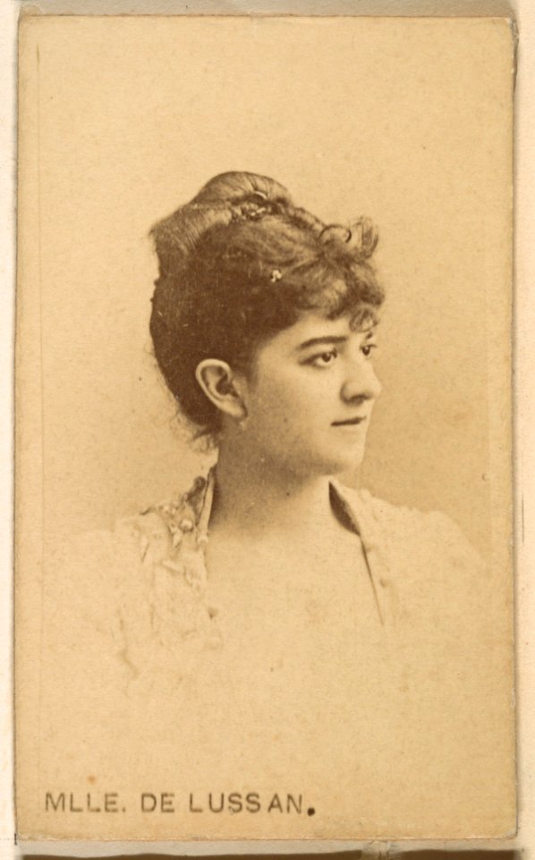 Mlle. De Lussan, from the Actresses series (N246), Type 1, issued by Kinney Brothers to promote Sporting Extra Cigarettes MET DP859993