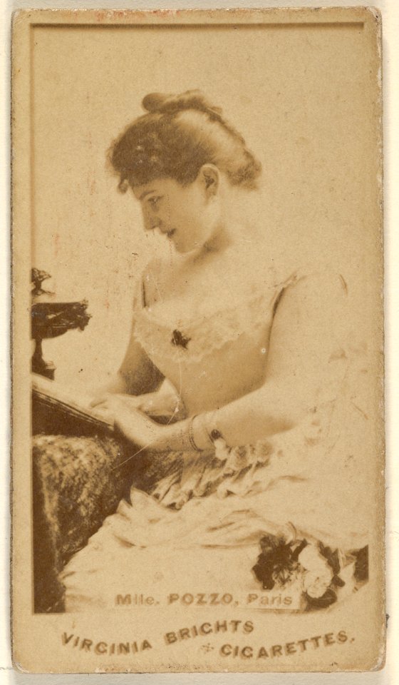 Mlle. Pozzo, Paris, from the Actors and Actresses series (N45, Type 1) for Virginia Brights Cigarettes MET DP830506