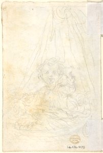 Mother Watching Over Two Young Children Playing (recto); Baby in a Bassinet (verso) MET DP802822