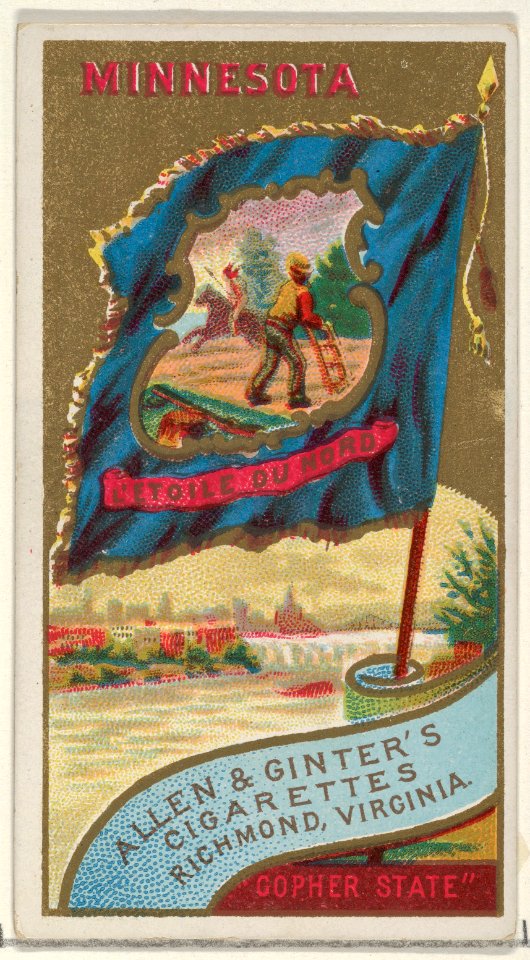 Minnesota, from Flags of the States and Territories (N11) for Allen & Ginter Cigarettes Brands MET DP834552