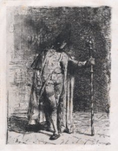 Master of ceremonies, a man standing facing the viewer holding a staff in his left hand MET DP876133