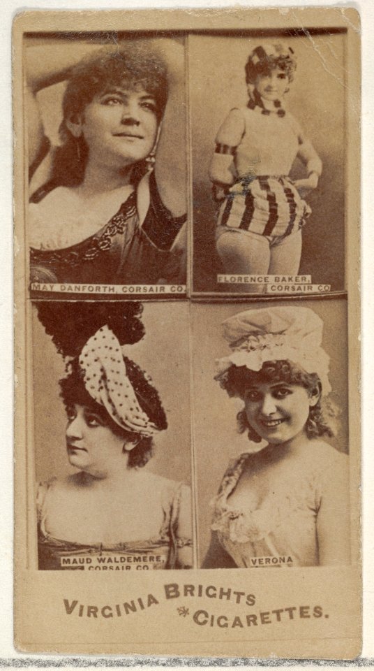 May Danforth, Corsair Co.- Florence Baker, Corsair Co.- Maud Waldemere, Corsair Co.- Verona, from the Actors and Actresses series (N45, Type 4) for Virginia Brights Cigarettes MET DP831050