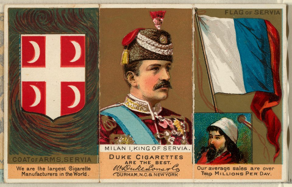 Milan I, King of Servia, from the Rulers, Flags, and Coats of Arms series (N126-2) issued by W. Duke, Sons & Co. MET DPB873902