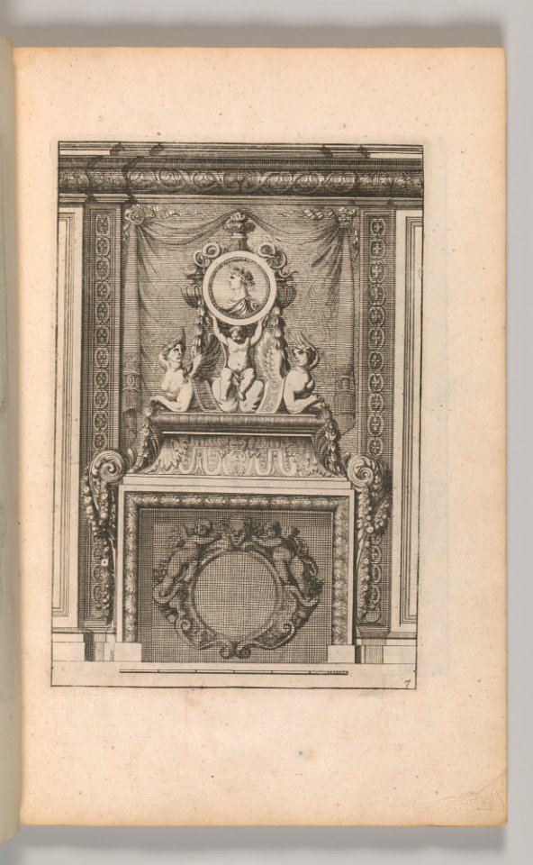 Miscellany of 17th-century Ornament Print Series- Examples of Antique Chimneypieces, Cabinets, Gueridons, Tables and Mirrors, in addition to Italian Church Facades, by illustrious architects, or a sequel to S. Bosboom MET DP-12235-069