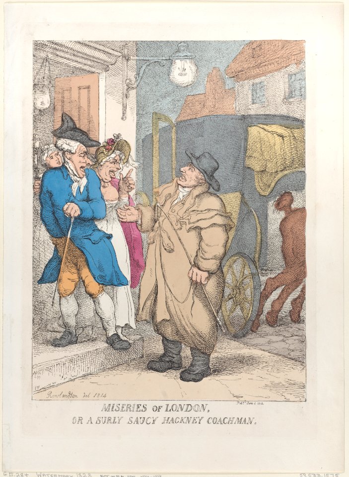 Miseries of London, or a Surly Saucy Hackney Coachman MET DP884007