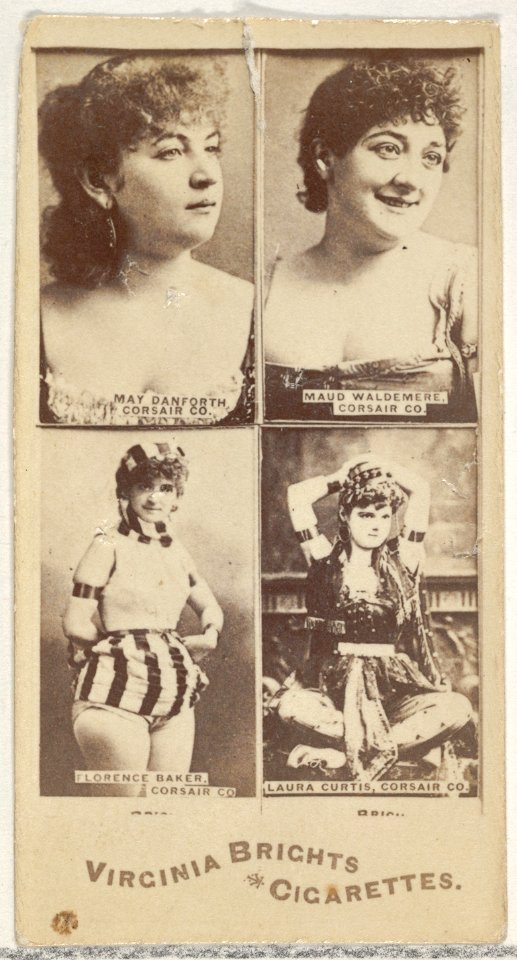 May Danforth, Corsair Co.- Maud Waldemere, Corsair Co.- Florence Baker, Corsair Co.- Laura Curtis, Corsair Co., from the Actors and Actresses series (N45, Type 4) for Virginia Brights Cigarettes MET DP831064