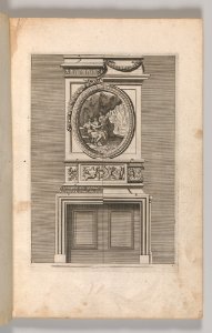 Miscellany of 17th-century Ornament Print Series- Examples of Antique Chimneypieces, Cabinets, Gueridons, Tables and Mirrors, in addition to Italian Church Facades, by illustrious architects, or a sequel to S. Bosboom MET DP-12235-063