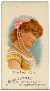 Miss Fannie Rice, from World's Beauties, Series 1 (N26) for Allen & Ginter Cigarettes MET DP838114