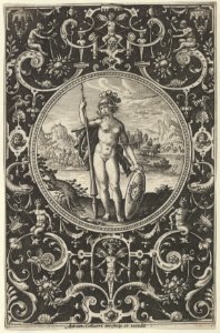 Minerva in a Decorative Frame with Grotesques, from the Judgment of Paris MET DP837386