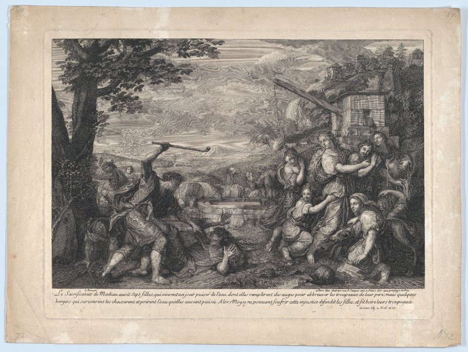 Moses Defending the Daughers of Jethro (after Le Brun) MET DP874071