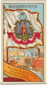 Massachusetts, from Flags of the States and Territories (N11) for Allen & Ginter Cigarettes Brands MET DP834547