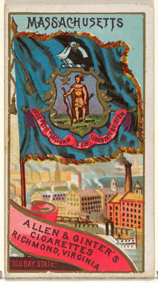 Massachusetts, from Flags of the States and Territories (N11) for Allen & Ginter Cigarettes Brands MET DP834546