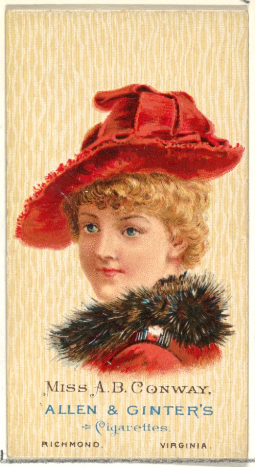 Miss A.B. Conway, from World's Beauties, Series 2 (N27) for Allen & Ginter Cigarettes MET DP838182