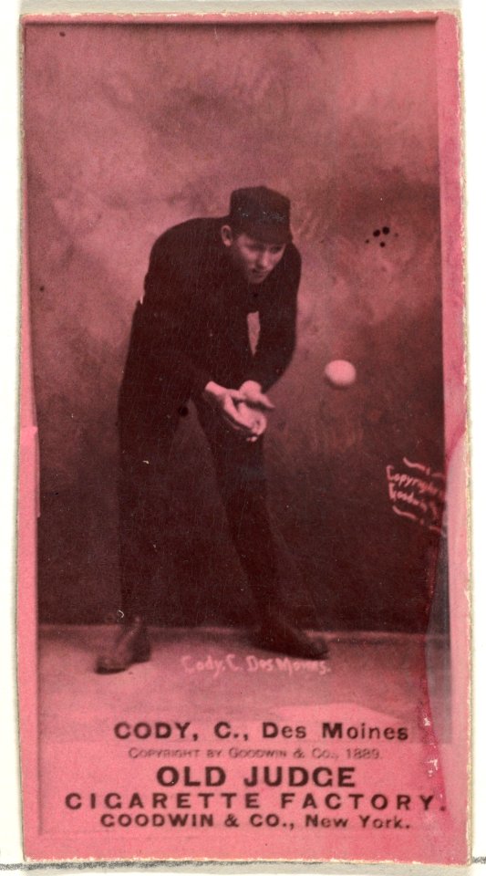 Michael J. Cody, Catcher, Des Moines Prohibitionists, from the Old Judge series (N172) for Old Judge Cigarettes MET DP846423