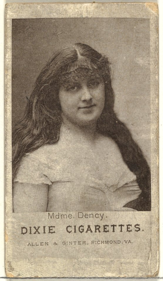Mdme. Dency, from the Actresses series (N67) promoting Dixie Cigarettes for Allen & Ginter brand tobacco products MET DP839574