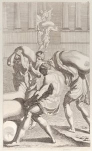 Men bringing bags of lead into Saint Benedict's monastery Met DP885611