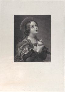 Mary Magdalene as a young girl, clutching her unguent vase Met DP885739