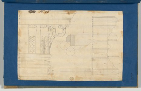 Moldings and Plan for Column on Door of Library Bookcase, from Chippendale Drawings, Vol. II MET DP-14176-010
