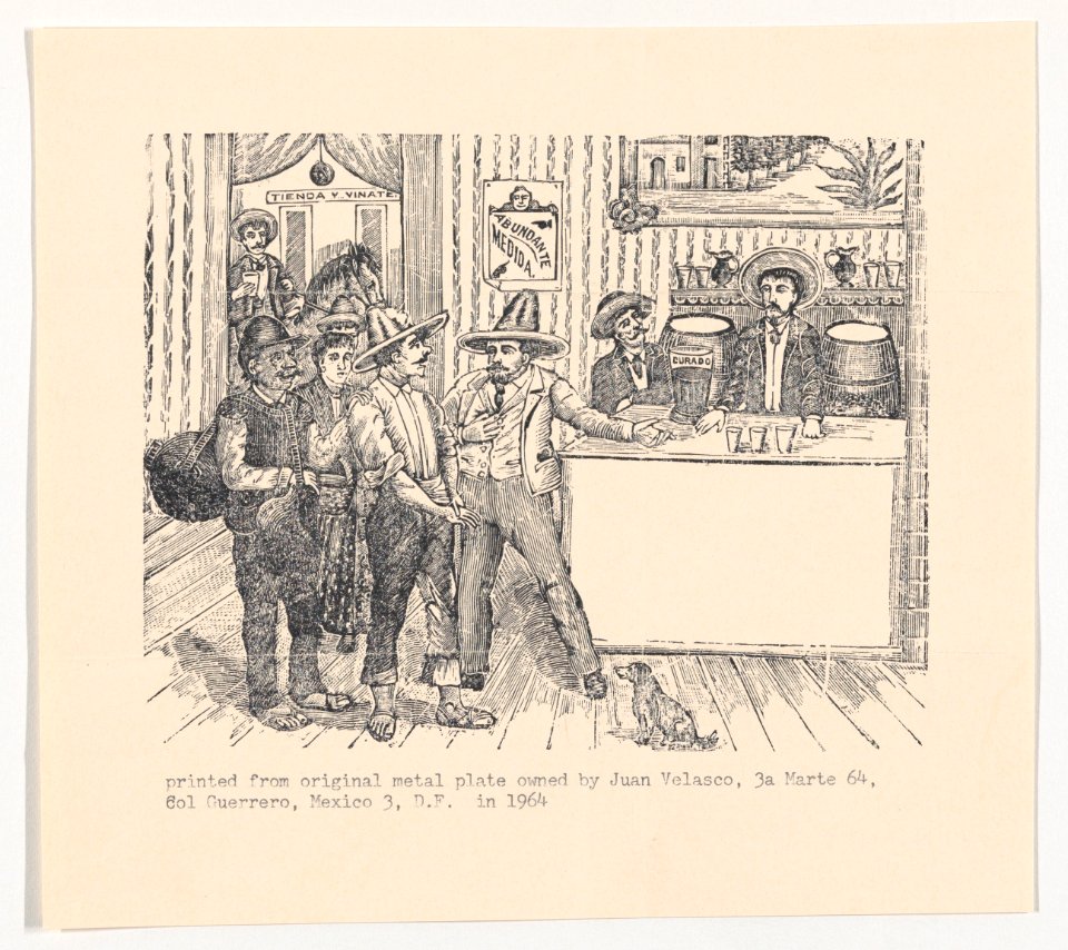 Men in a tavern standing around a bar MET DP869591