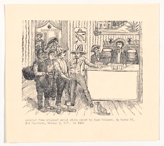 Men in a tavern standing around a bar MET DP869591