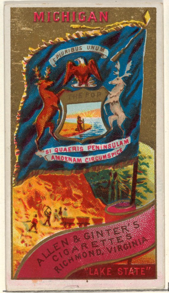 Michigan, from Flags of the States and Territories (N11) for Allen & Ginter Cigarettes Brands MET DP834549