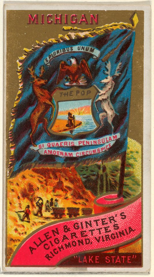Michigan, from Flags of the States and Territories (N11) for Allen & Ginter Cigarettes Brands MET DP834548