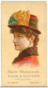Maud Harrison, from World's Beauties, Series 2 (N27) for Allen & Ginter Cigarettes MET DP838131