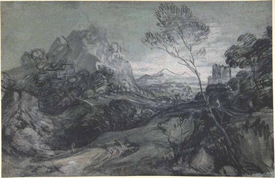 Mountain Landscape with Figures and Buildings MET DP805670