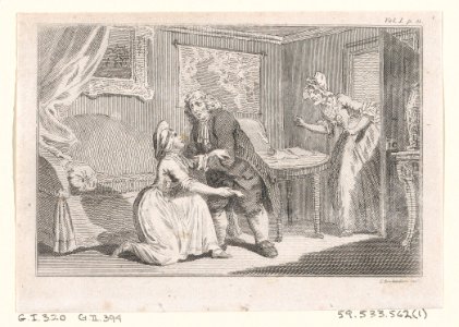 Matthew Bramble Offering Charity to the Ensign's Widow, an illustration from Tobias Smollett's "The Expedition of Humphry Clinker" (London, 1793), Vol. 1 MET DP872114