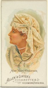 Miss Mary Anderson, from World's Beauties, Series 1 (N26) for Allen & Ginter Cigarettes MET DP838046