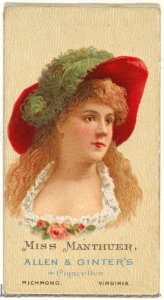 Miss Manthuer, from World's Beauties, Series 2 (N27) for Allen & Ginter Cigarettes MET DP838196