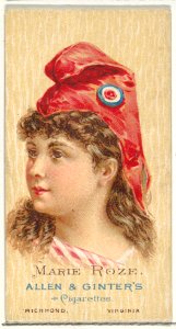 Marie Roze, from World's Beauties, Series 2 (N27) for Allen & Ginter Cigarettes MET DP838148