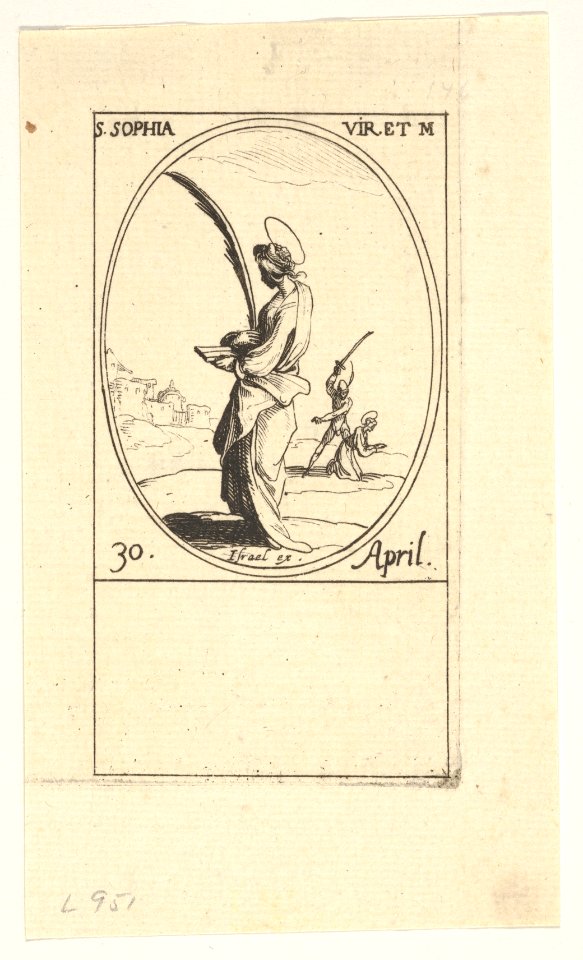 Martyrdom of Saint Sophia, an oval composition, from the series 'Les images de tous les saints et saintes de l'année' (Images of all the saints of the year) MET DP834119