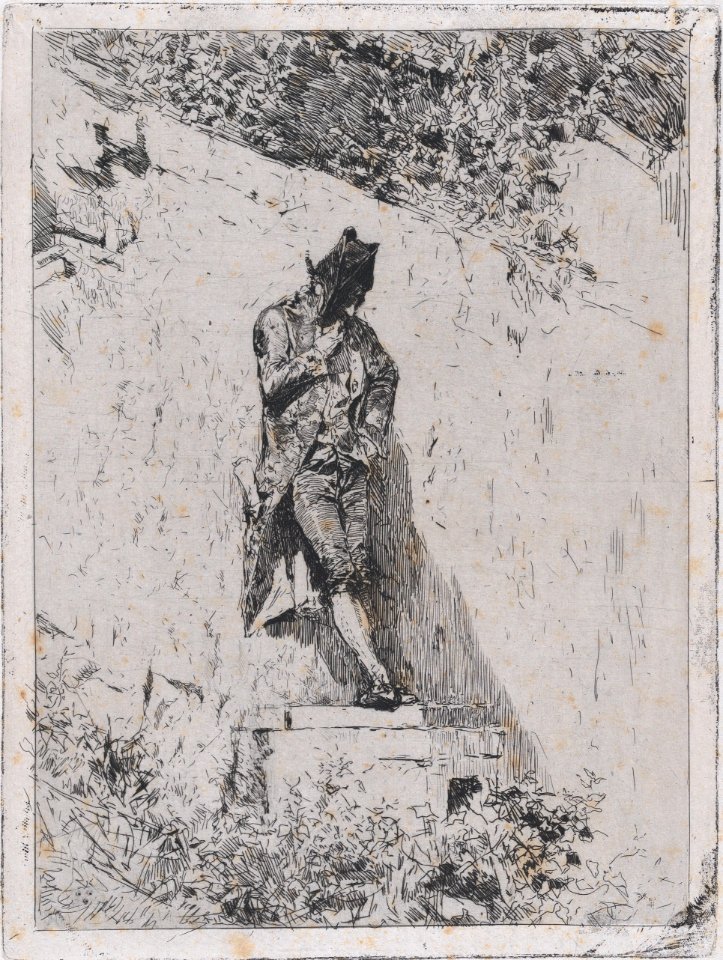 Meditation- a man standing on a step by a wall MET DP876137