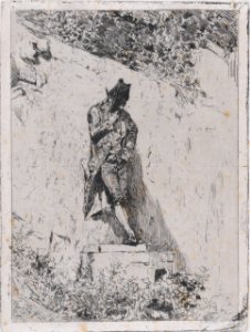 Meditation- a man standing on a step by a wall MET DP876137