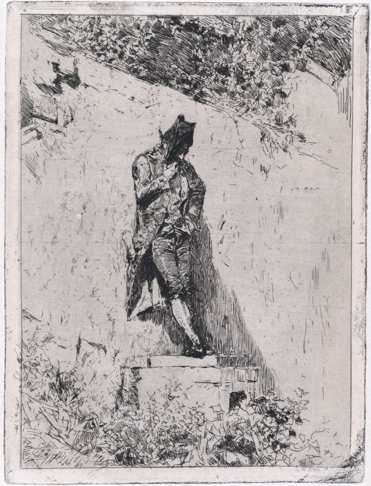 Meditation- a man standing on a step by a wall MET DP876136
