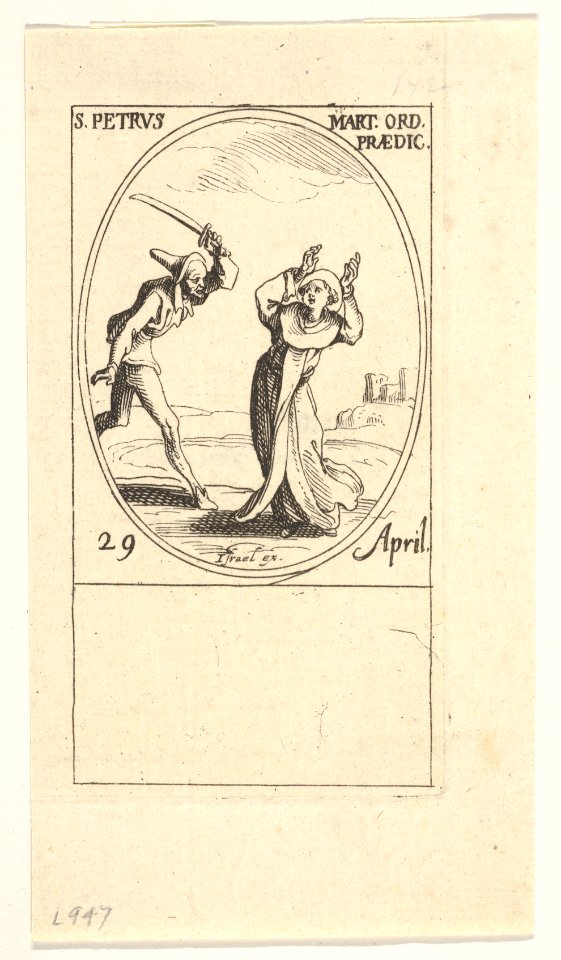 Martyrdom of Saint Peter, an oval composition, from the series 'Les images de tous les saints et saintes de l'année' (Images of all the saints of the year) MET DP834116