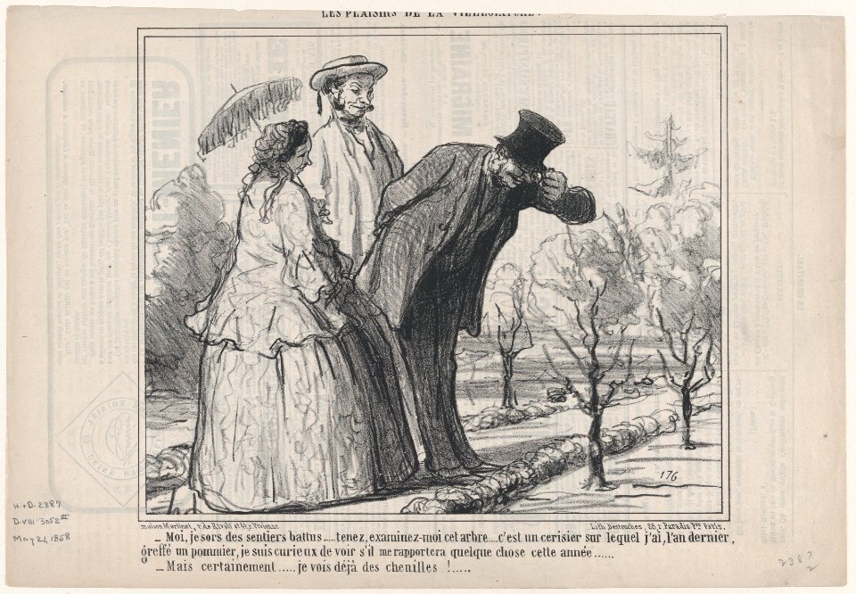 Moi, jè sors de sentiers battus..., from Les Plaisirs de la Villégiature, published in Le Charivari, May 21, 1858 MET DP876705