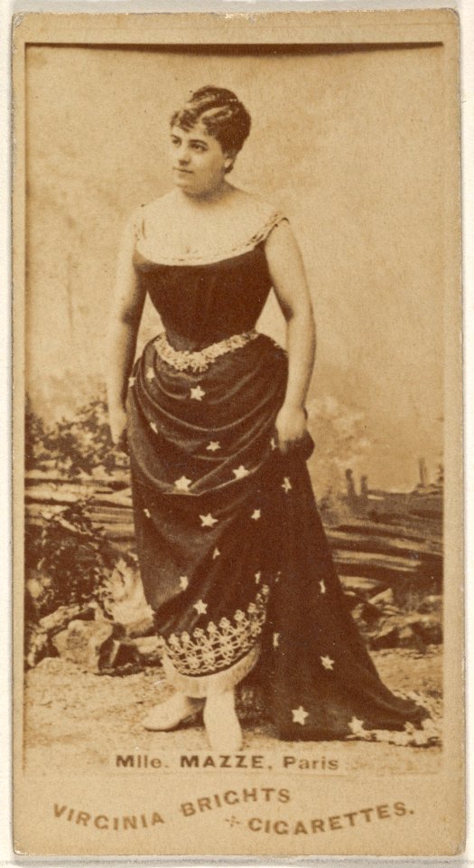 Mlle. Mazze, Paris, from the Actors and Actresses series (N45, Type 1) for Virginia Brights Cigarettes MET DP830485