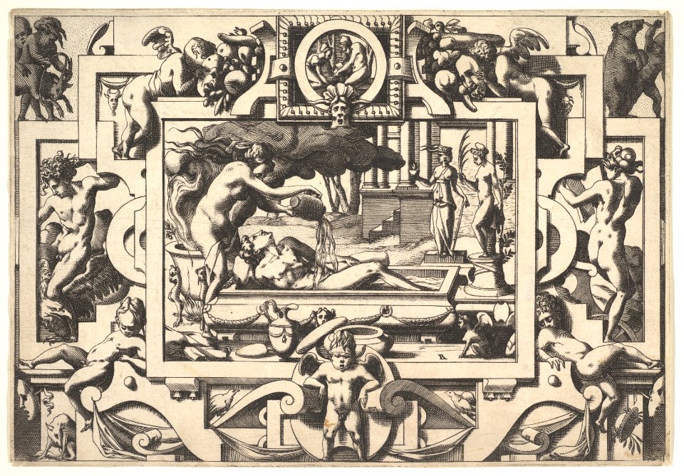 Medea pours magical potion over Jason's body- from Histoire de Jason et de la conquête de la toison d'or MET DP829670