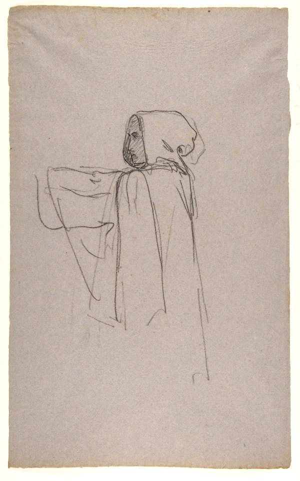 Monk (lower register); verso- Drapery Study for a Bishop (lower register); (studies for wall paintings in the Chapel of Saint Remi, Sainte-Clotilde, Paris, 1858) MET DP812064